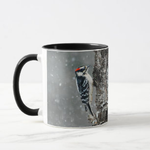 Downy Woodpecker in Snow - Original Photograph Mug