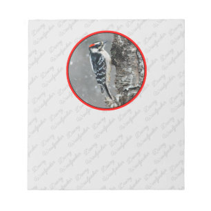 Downy Woodpecker in Snow - Original Photograph Notepad