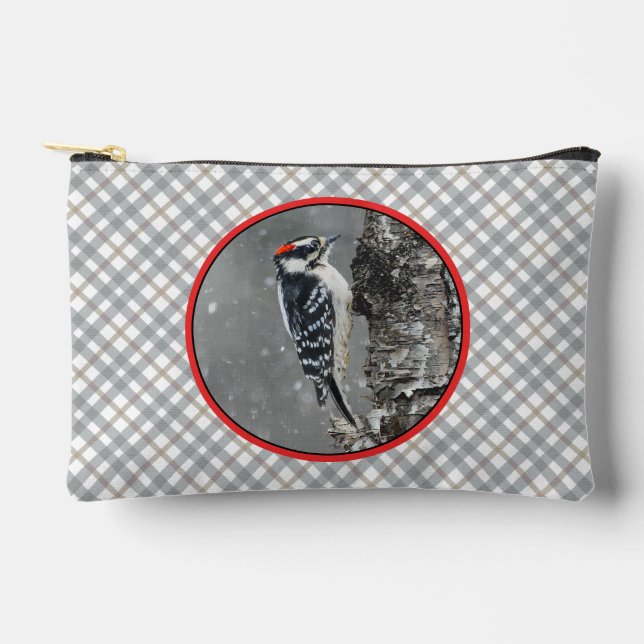 Downy Woodpecker in Winter Original Photograph Accessory Pouch (Front)