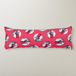Downy Woodpecker on Red Feeder Original Bird Art Body Cushion