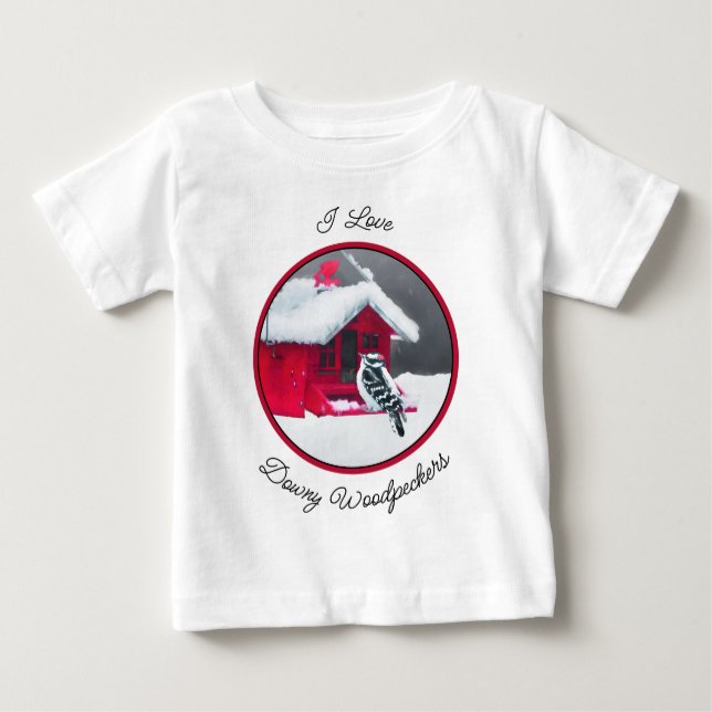 Downy Woodpecker Painting - Original Bird Art Baby T-Shirt (Front)