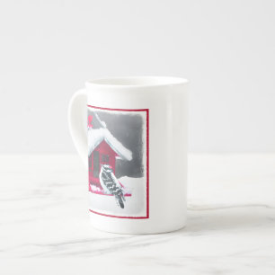 Downy Woodpecker Painting - Original Bird Art Bone China Mug