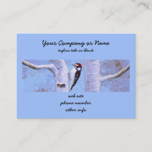 Downy Woodpecker Painting - Original Bird Art Business Card