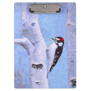 Downy Woodpecker Painting - Original Bird Art Clipboard
