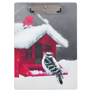Downy Woodpecker Painting - Original Bird Art Clipboard