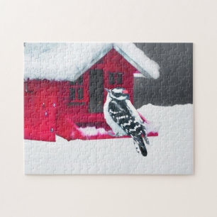 Downy Woodpecker Painting - Original Bird Art Jigsaw Puzzle