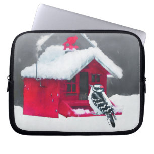 Downy Woodpecker Painting - Original Bird Art Laptop Sleeve
