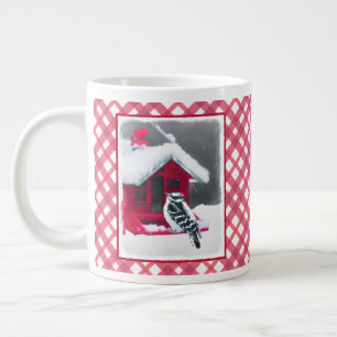 Downy Woodpecker Painting - Original Bird Art Large Coffee Mug