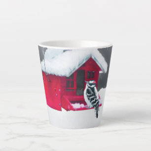 Downy Woodpecker Painting - Original Bird Art Latte Mug