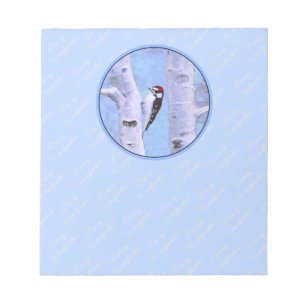 Downy Woodpecker Painting - Original Bird Art Notepad