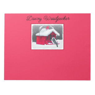 Downy Woodpecker Painting - Original Bird Art Notepad