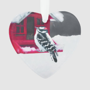Downy Woodpecker Painting - Original Bird Art Ornament