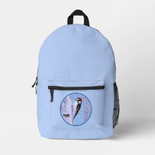 Downy Woodpecker Painting - Original Bird Art Printed Backpack