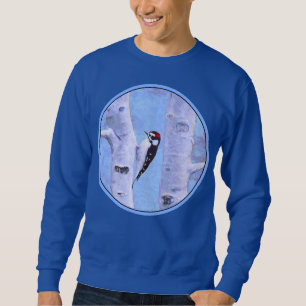 Downy Woodpecker Painting - Original Bird Art Sweatshirt
