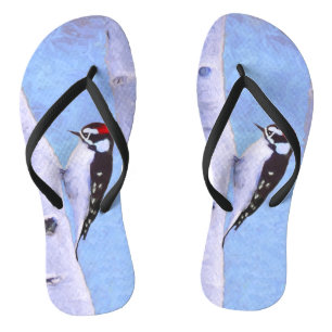 Downy Woodpecker Painting - Original Bird Art Thongs