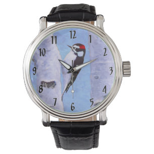 Downy Woodpecker Painting - Original Bird Art Watch