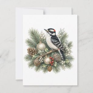 Downy Woodpecker Winter Songbirds Collection Card