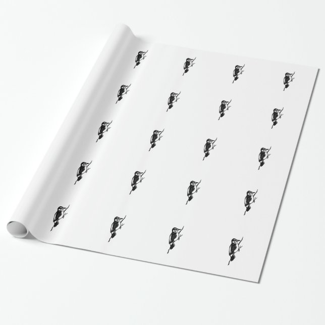 Downy Woodpecker Wrapping Paper (Unrolled)