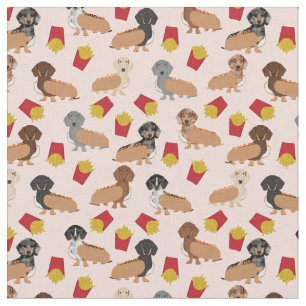 Doxie and Fries funny weiner dog Fabric