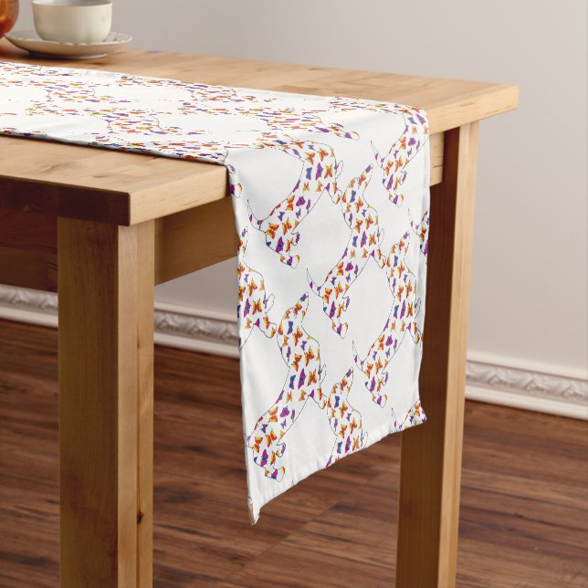 Doxie-Butterfly--White Short Table Runner (In Situ)