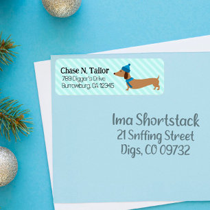 Doxie Christmas Blue Address Labels