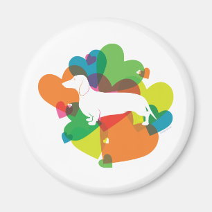 Doxie Colourful Heart Design Magnet
