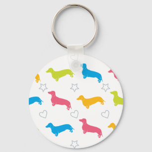Doxie Colourful Hearts and Stars Key Ring