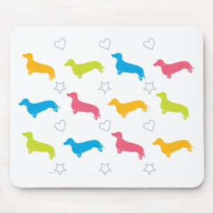 Doxie Colourful Hearts and Stars Mouse Pad