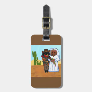 Doxie Cowboy Wedding Luggage Tag