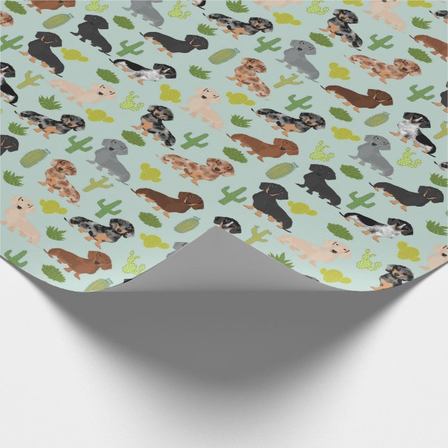 Doxie Dachshund Cactus Wrapping Paper (Corner)