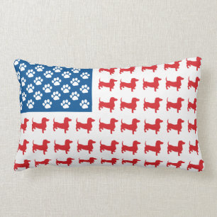 Doxie - Dachshund Patriotic American Flag Lumbar Cushion