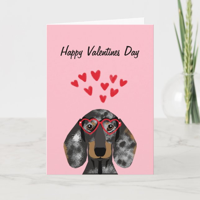 Doxie Dachshund Valentines — Double Dapple Holiday Card (Front)
