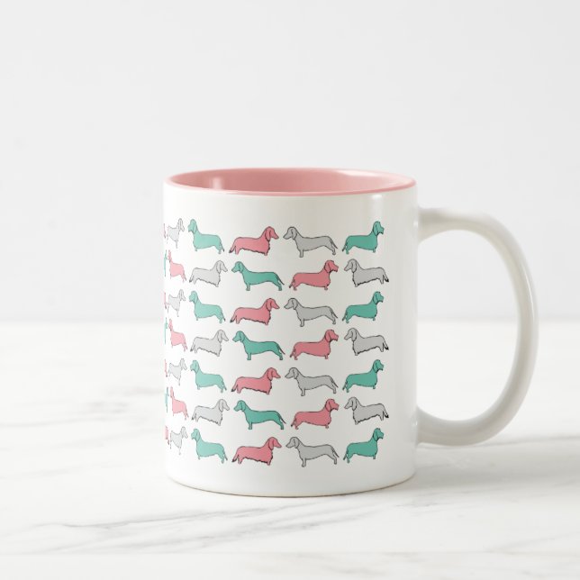 Doxie Dash - Pink Two-Tone Coffee Mug (Right)