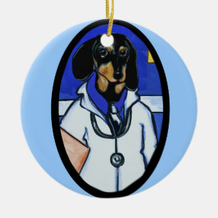 DOXIE DOCTOR  CERAMIC ORNAMENT