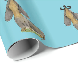 Doxie dog Moustache dachshund aqua Paper Gift Wrap
