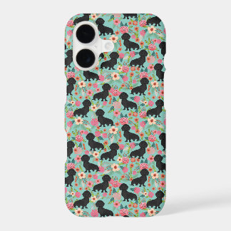 Doxie Floral phone case - black doxie - mint