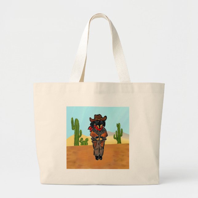 Doxie Gunslinger Large Tote Bag (Front)