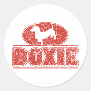 DOXIE-in-Circle-Distressed Classic Round Sticker