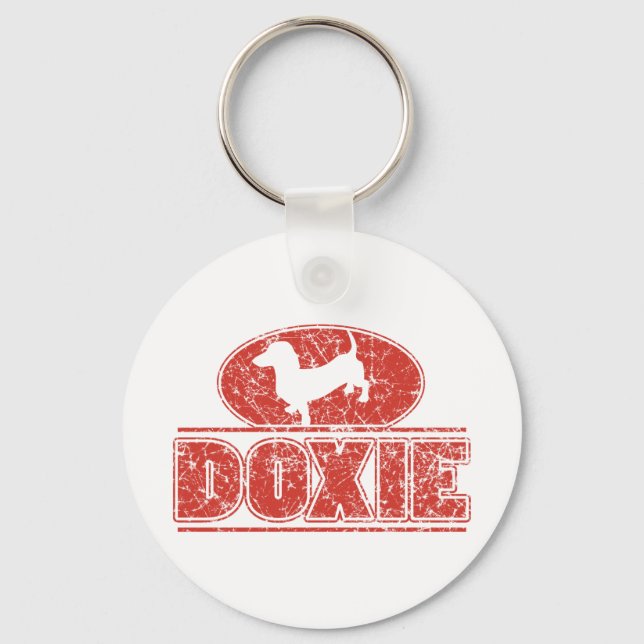 DOXIE-in-Circle-Distressed Key Ring (Front)
