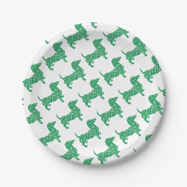 Doxie-in-Shamrocks Paper Plate (Front)