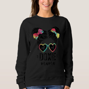 Doxie Mama Double Bun Hair Dachshund Dog Mum Sweatshirt