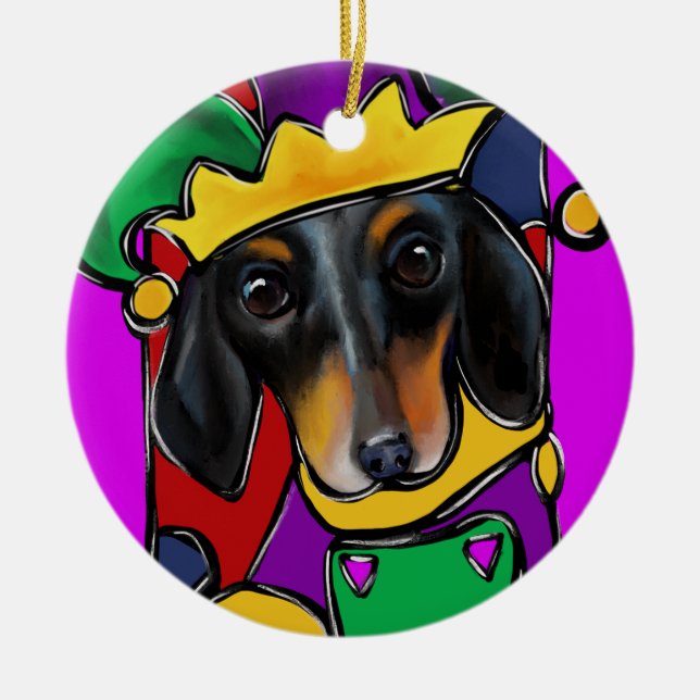 DOXIE  MARDI GRAS           CERAMIC ORNAMENT (Front)