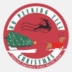 Doxie Merry & Bright Dachshund Christmas Classic Round Sticker
