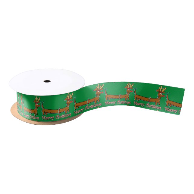 Doxie-Merry-Christmas Satin Ribbon (Spool)