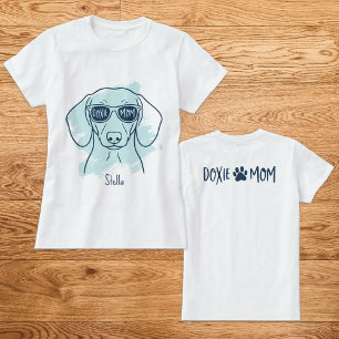 Doxie Mum Ice Blue T-Shirt with Custom Name