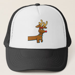 Doxie-reindeer-front-all-over Trucker Hat