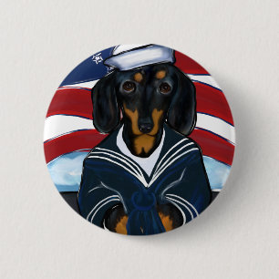 Doxie Sailor 6 Cm Round Badge