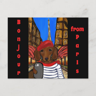 Doxie Selfie Holiday Postcard