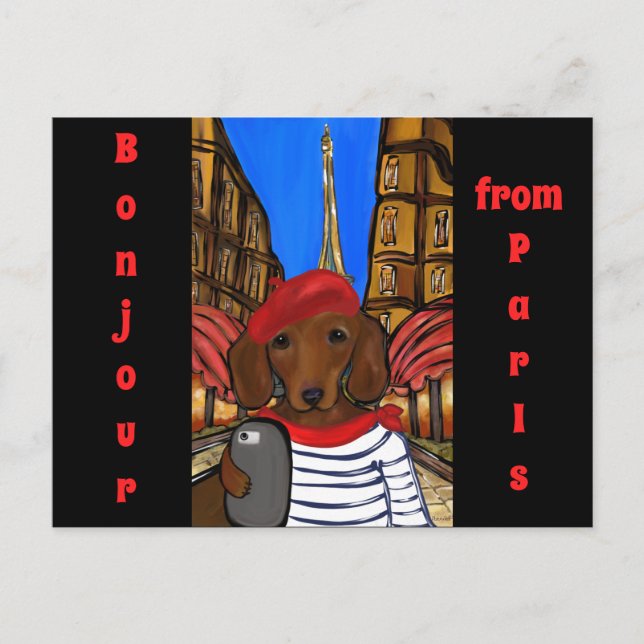 Doxie Selfie Holiday Postcard (Front)
