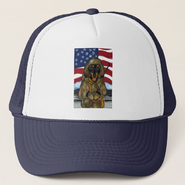 Doxie Soldier Trucker Hat (Front)
